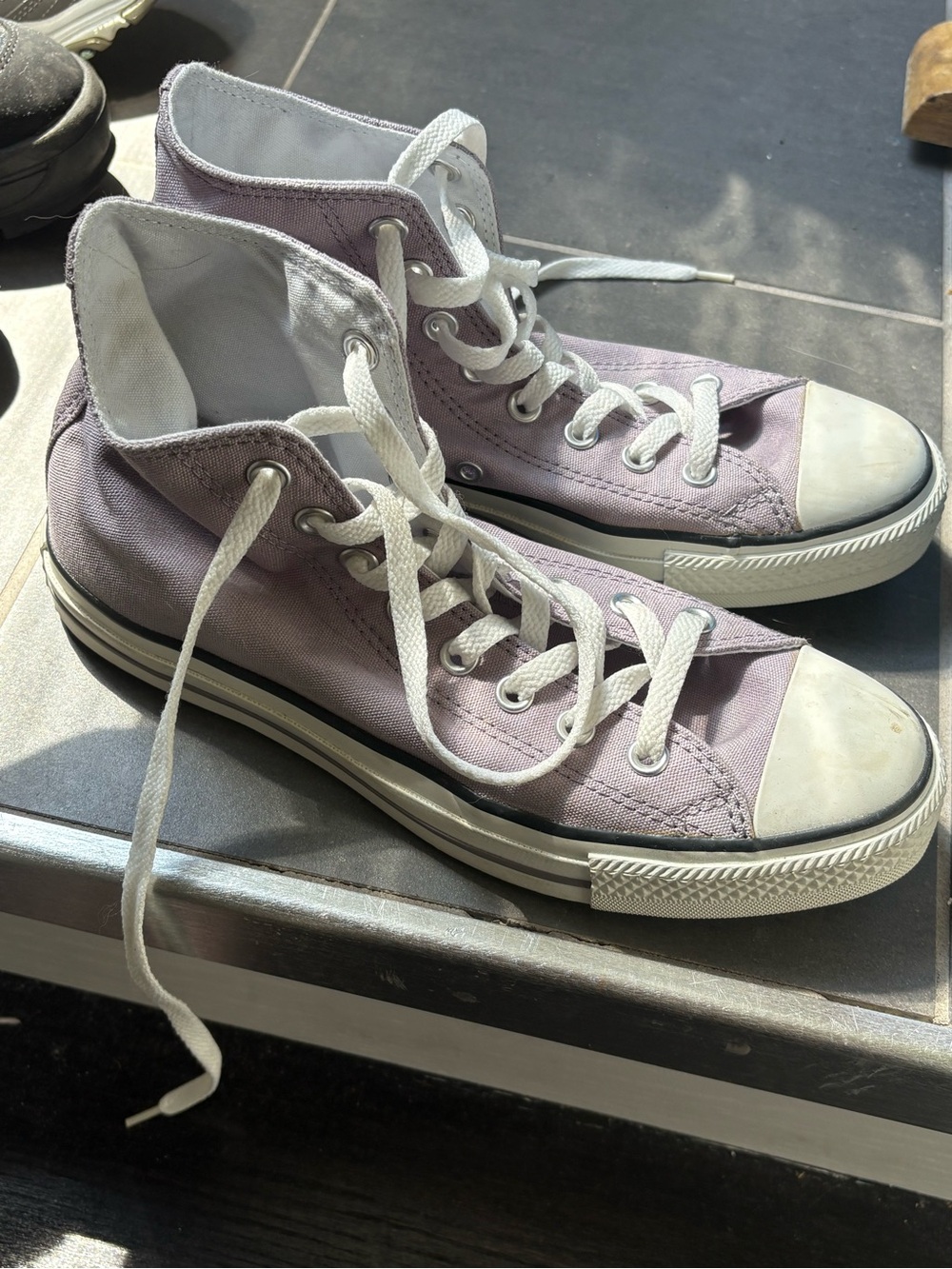 Converse High-Top Sneakers in Light Lavender and White